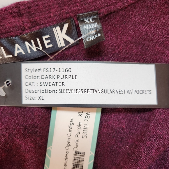 Melanie K Sleeveless Rectangle vest with Pockets Size XL NEW - Picture 10 of 13